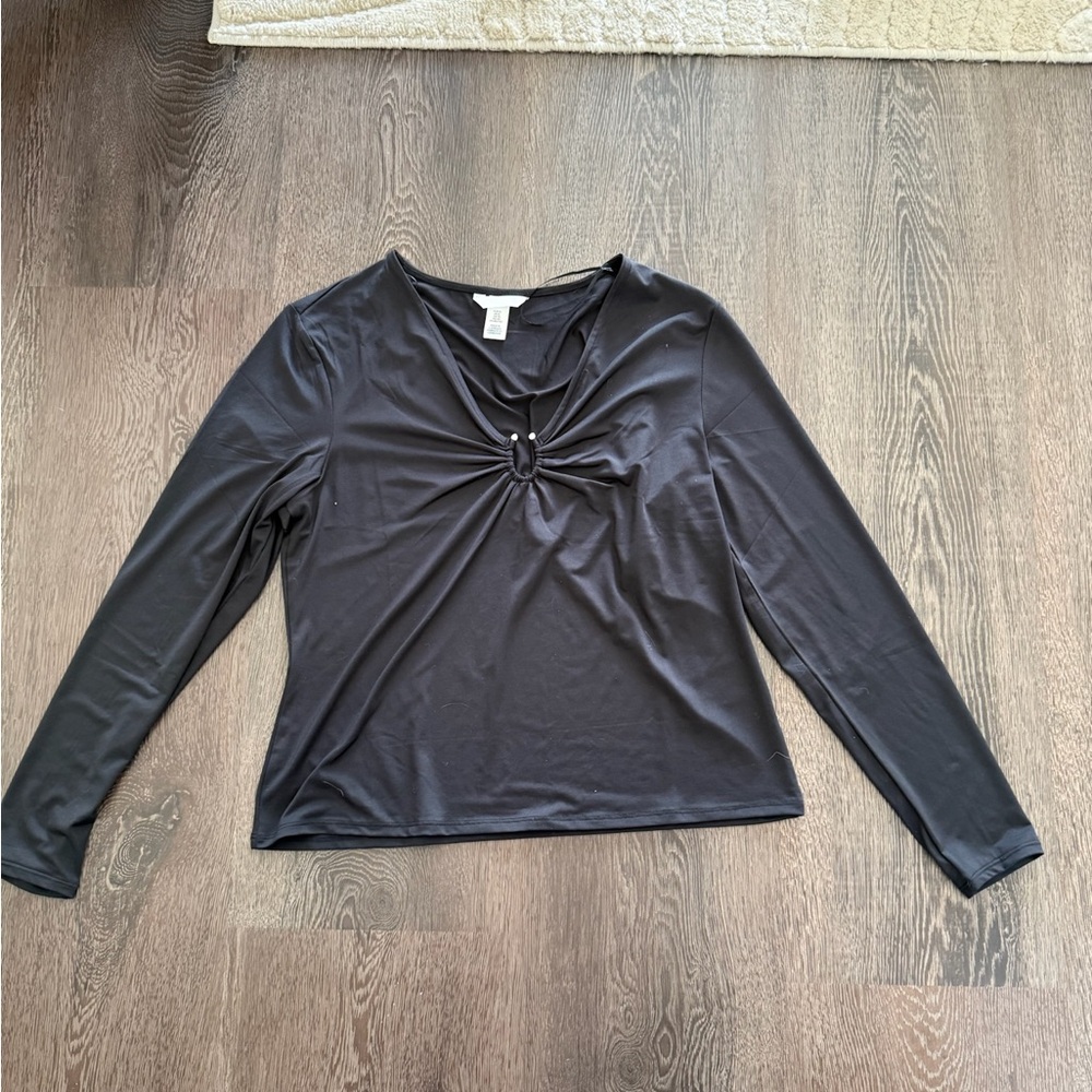 H&M Black Long Sleeve Top with Twist Detail